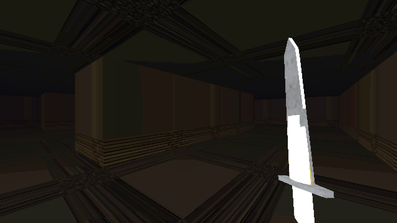 The dungeon at 640x480, with the sword in its own projection